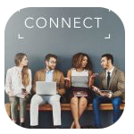 Four diverse young adults sit side by side on a wooden bench against a blue wall with the word “CONNECT” displayed above them. They are engaged in a relaxed, professional conversation, with one woman gesturing as she speaks while the others listen attentively, showing collaboration and connection. Four diverse young adults sit side by side on a wooden bench against a blue wall with the word “CONNECT” displayed above them. They are engaged in a relaxed, professional conversation, with one woman gesturing as she speaks while the others listen attentively, showing collaboration and connection.